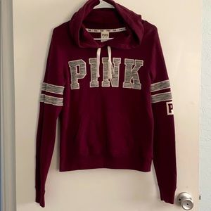 Burgundy PINK hoodie pullover. XS.